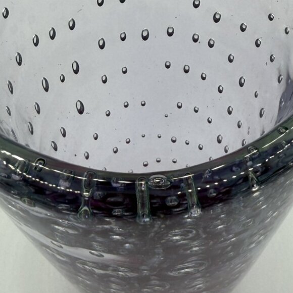 Vintage Hand Blown Controlled Bubble Cranberry Glass Vase - Picture 4 of 8